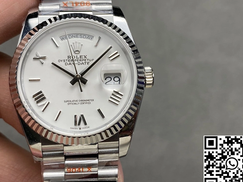 White Steel Rolex v5 QF 36mm Dial Factory M128236-0017 Tungsten Date Day 0709